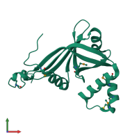 PDB entry 1rfe coloured by chain, front view.