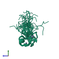 PDB entry 1rfh coloured by chain, ensemble of 21 models, side view.