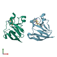 PDB entry 1rfk coloured by chain, front view.