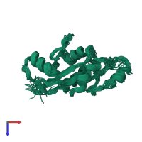 PDB entry 1rfl coloured by chain, ensemble of 20 models, top view.