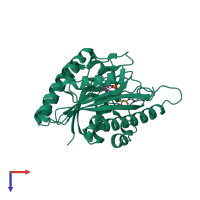 PDB 1rft coloured by chain and viewed from the top.