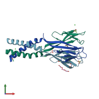 PDB entry 1rfx coloured by chain, front view.