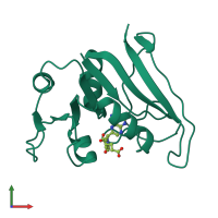 PDB entry 1rg7 coloured by chain, front view.