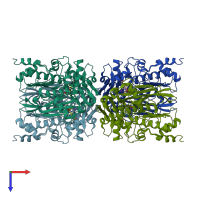 PDB entry 1rg9 coloured by chain, top view.
