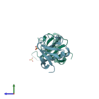 PDB entry 1rgg coloured by chain, side view.