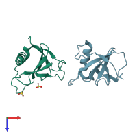 PDB entry 1rgg coloured by chain, top view.