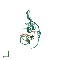 PDB entry 1rgj coloured by chain, side view.