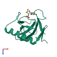 PDB entry 1rgl coloured by chain, top view.