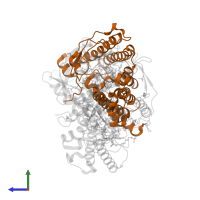 Reaction center protein M chain in PDB entry 1rgn, assembly 1, side view.