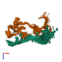 PDB entry 1rgo coloured by chain, ensemble of 20 models, top view.