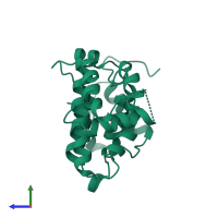 PDB entry 1rgp coloured by chain, side view.