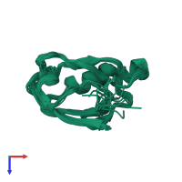 PDB entry 1rgw coloured by chain, ensemble of 20 models, top view.