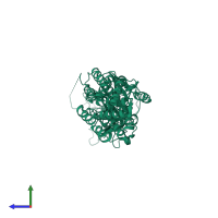 PDB entry 1rh1 coloured by chain, side view.
