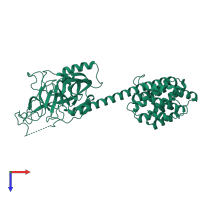 PDB entry 1rh1 coloured by chain, top view.