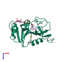 PDB entry 1rh3 coloured by chain, top view.