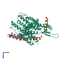 PDB entry 1rh5 coloured by chain, top view.