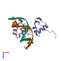 PDB entry 1rh6 coloured by chain, top view.