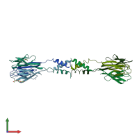 PDB entry 1rh7 coloured by chain, front view.