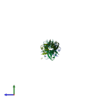 PDB entry 1rh7 coloured by chain, side view.