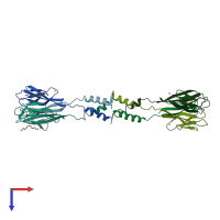 PDB entry 1rh7 coloured by chain, top view.