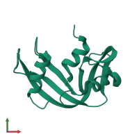PDB entry 1rhb coloured by chain, front view.