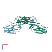 PDB entry 1rhf coloured by chain, top view.