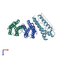 PDB entry 1rhg coloured by chain, top view.