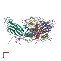 PDB entry 1rhi coloured by chain, top view.