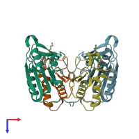 PDB entry 1rhj coloured by chain, top view.