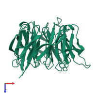 PDB entry 1ri6 coloured by chain, top view.