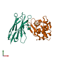 PDB entry 1ri8 coloured by chain, front view.