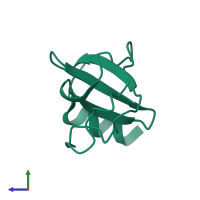 Monomeric assembly 1 of PDB entry 1ri9 coloured by chemically distinct molecules, side view.