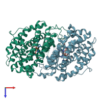 PDB entry 1rib coloured by chain, top view.