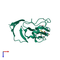 PDB entry 1rie coloured by chain, top view.