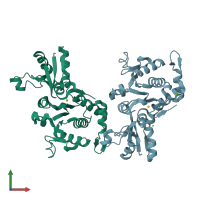 PDB entry 1rif coloured by chain, front view.