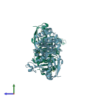 PDB entry 1rif coloured by chain, side view.