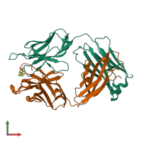 PDB entry 1riu coloured by chain, front view.