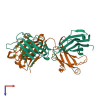 PDB entry 1riu coloured by chain, top view.