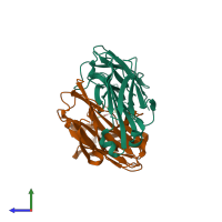 PDB entry 1riv coloured by chain, side view.