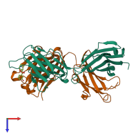 PDB entry 1riv coloured by chain, top view.