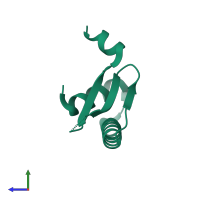 PDB entry 1riy coloured by chain, side view.