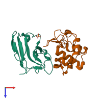 PDB entry 1rjc coloured by chain, top view.