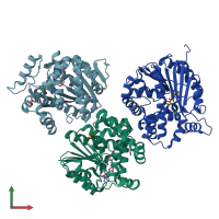 PDB entry 1rje coloured by chain, front view.