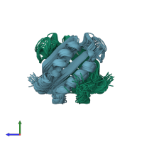 PDB entry 1rjj coloured by chain, ensemble of 20 models, side view.