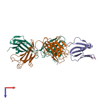 PDB entry 1rjl coloured by chain, top view.