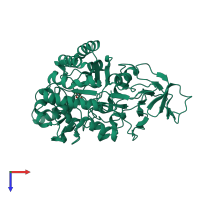 PDB entry 1rjq coloured by chain, top view.