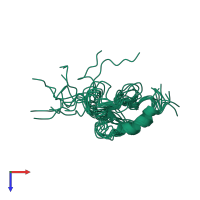 PDB entry 1rjt coloured by chain, ensemble of 10 models, top view.