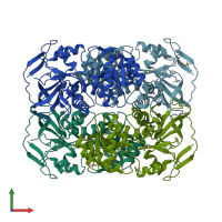 PDB entry 1rjw coloured by chain, front view.