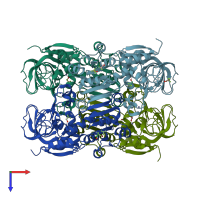 PDB entry 1rjw coloured by chain, top view.
