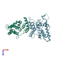 PDB entry 1rk4 coloured by chain, top view.